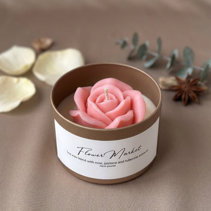 Rose Flower Candle in a Jar - Home & Garden - Home Decor - Candles & Holders