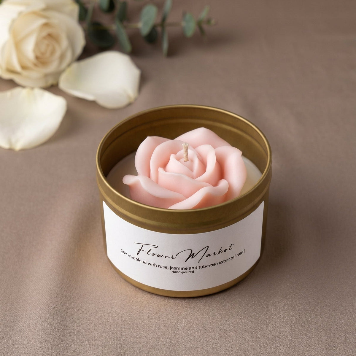 Rose Flower Candle in a Jar - Unscented / #1 - Home & Garden - Home Decor - Candles & Holders