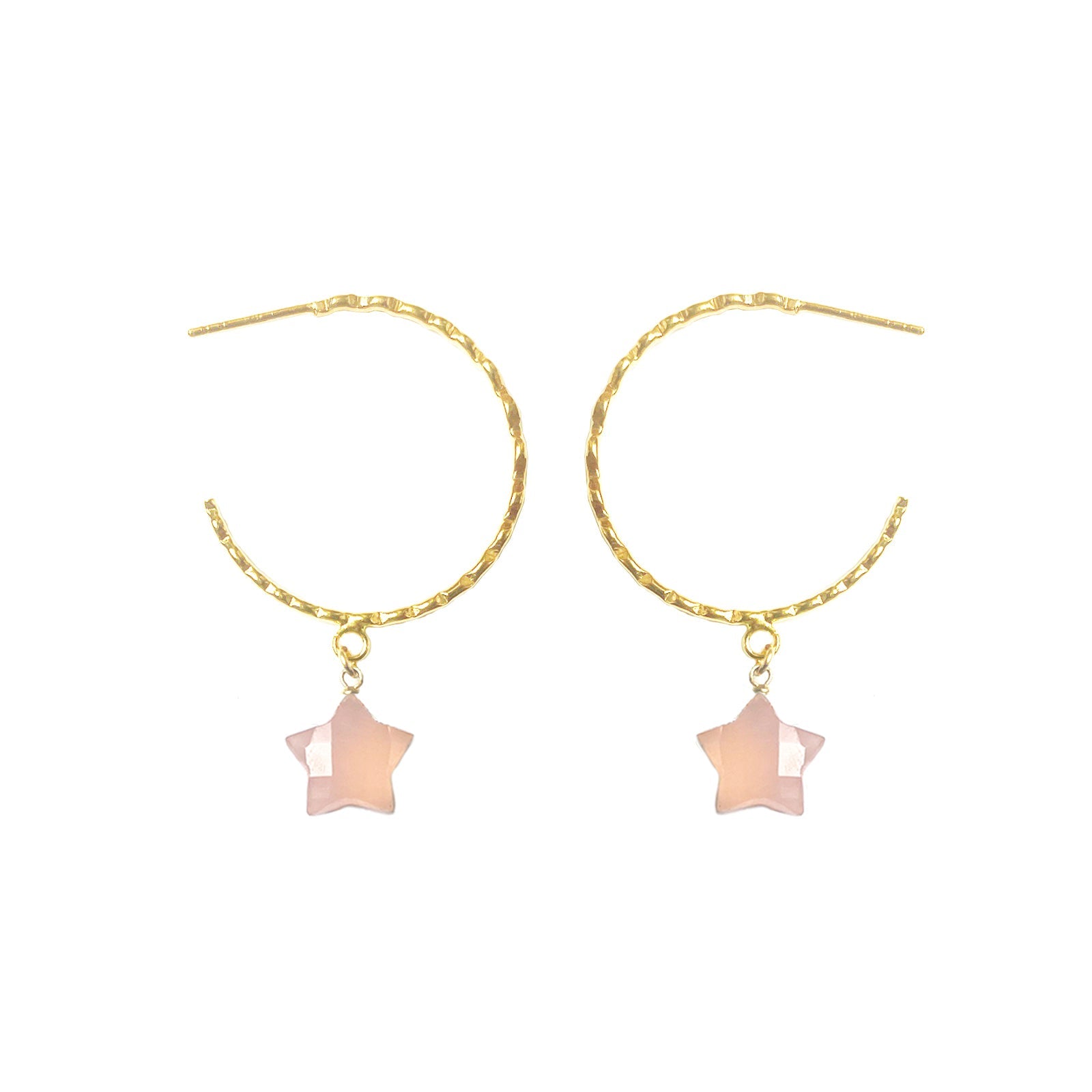 Rose Quartz Hammered Hoop Earrings - One Color / One Size - Jewelry & Accessories - Earrings - Hoop Earrings