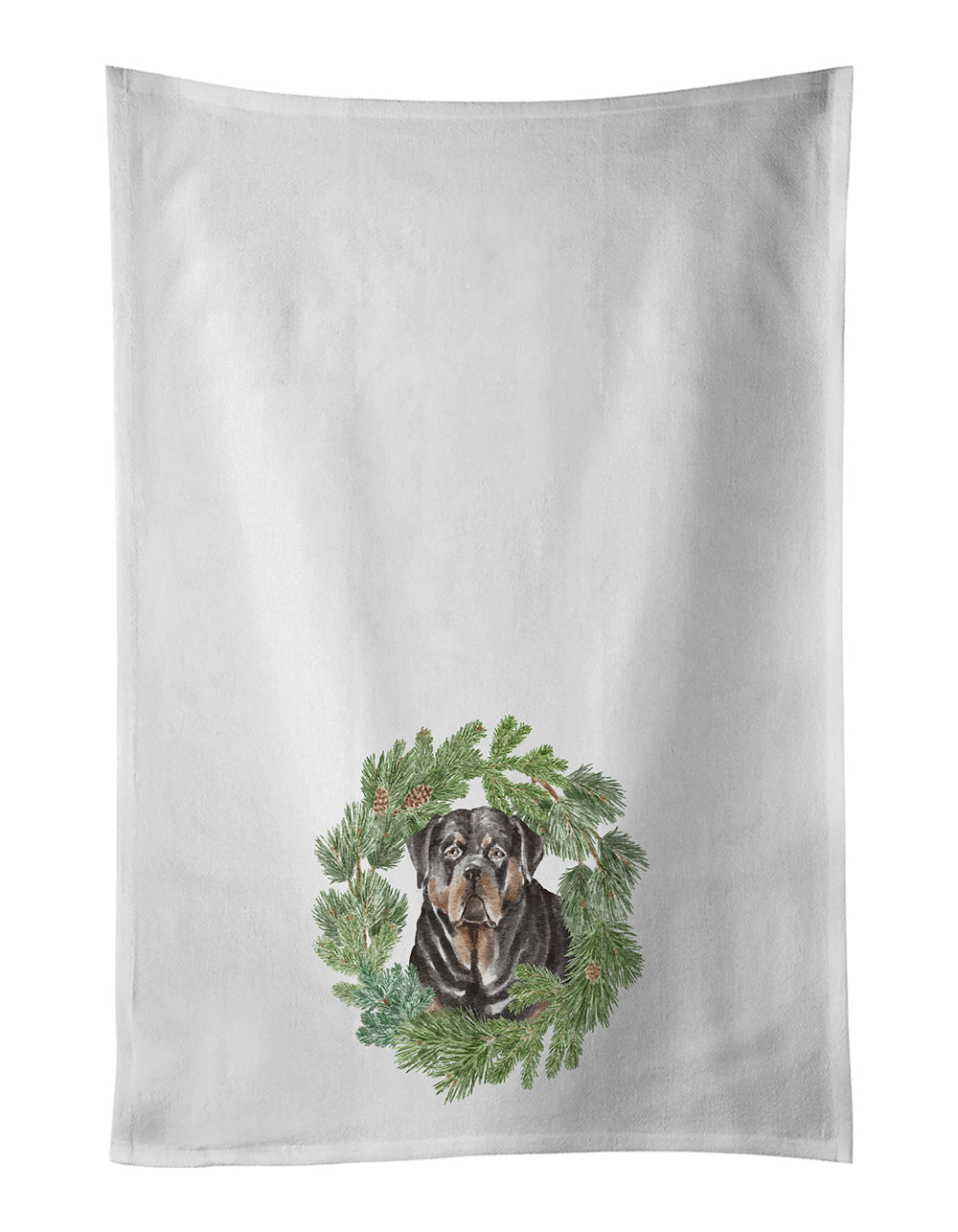 Rottweiler Christmas Wreath Kitchen Towel Set of 2 - One Color / One Size - Home & Garden - Home Textile - Towels