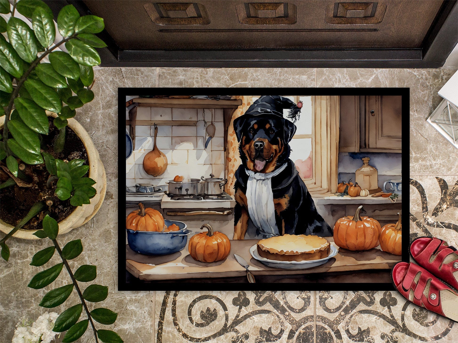 Rottweiler Fall Kitchen Pumpkins Doormat - One Color / One Size - Home & Garden - Home Textile - Carpets & Rugs