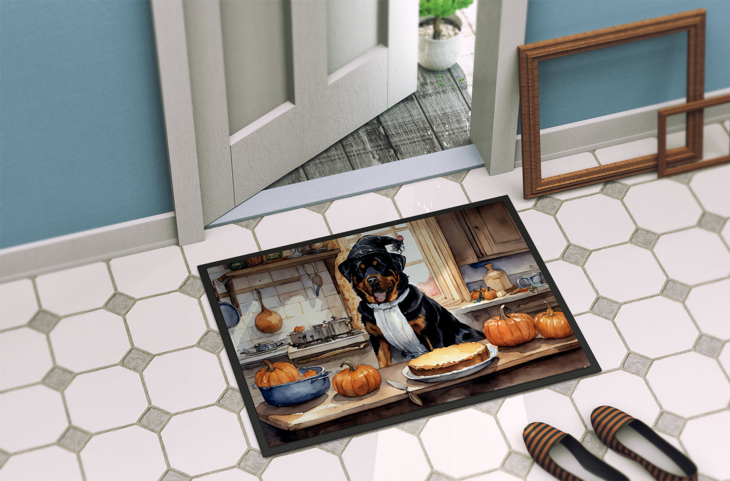 Rottweiler Fall Kitchen Pumpkins Doormat - One Color / One Size - Home & Garden - Home Textile - Carpets & Rugs