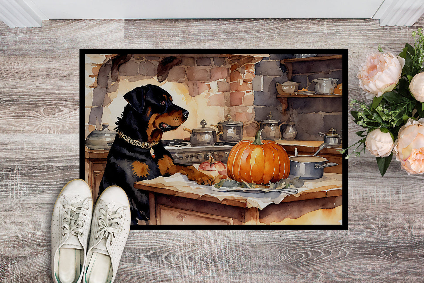 Rottweiler Fall Kitchen Pumpkins Doormat - One Color / One Size - Home & Garden - Home Textile - Carpets & Rugs