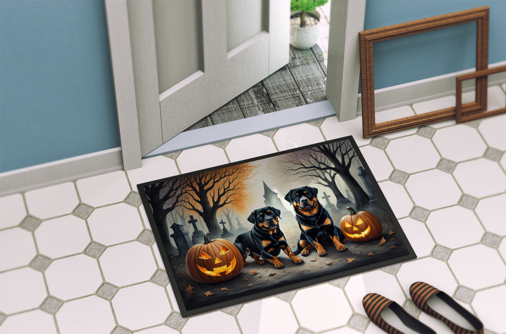 Rottweiler Spooky Halloween Doormat - One Color / One Size - Home & Garden - Home Textile - Carpets & Rugs