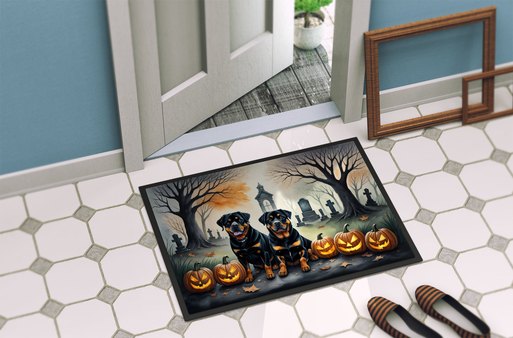 Rottweiler Spooky Halloween Doormat - One Color / One Size - Home & Garden - Home Textile - Carpets & Rugs