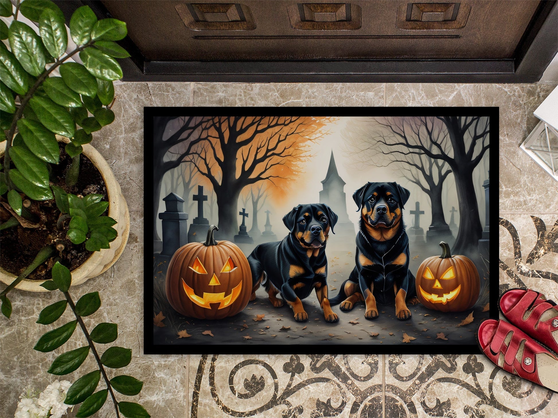 Rottweiler Spooky Halloween Doormat - One Color / One Size - Home & Garden - Home Textile - Carpets & Rugs