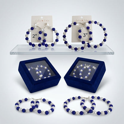 Royal Blue 3in Stone Ball Hoops