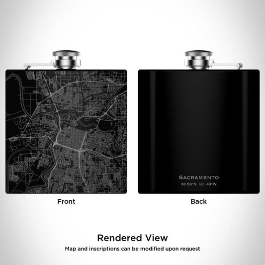 Sacramento - California Map Hip Flask in Matte Black - Drinkware