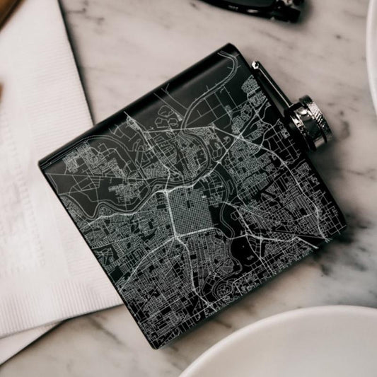Sacramento - California Map Hip Flask in Matte Black - Drinkware