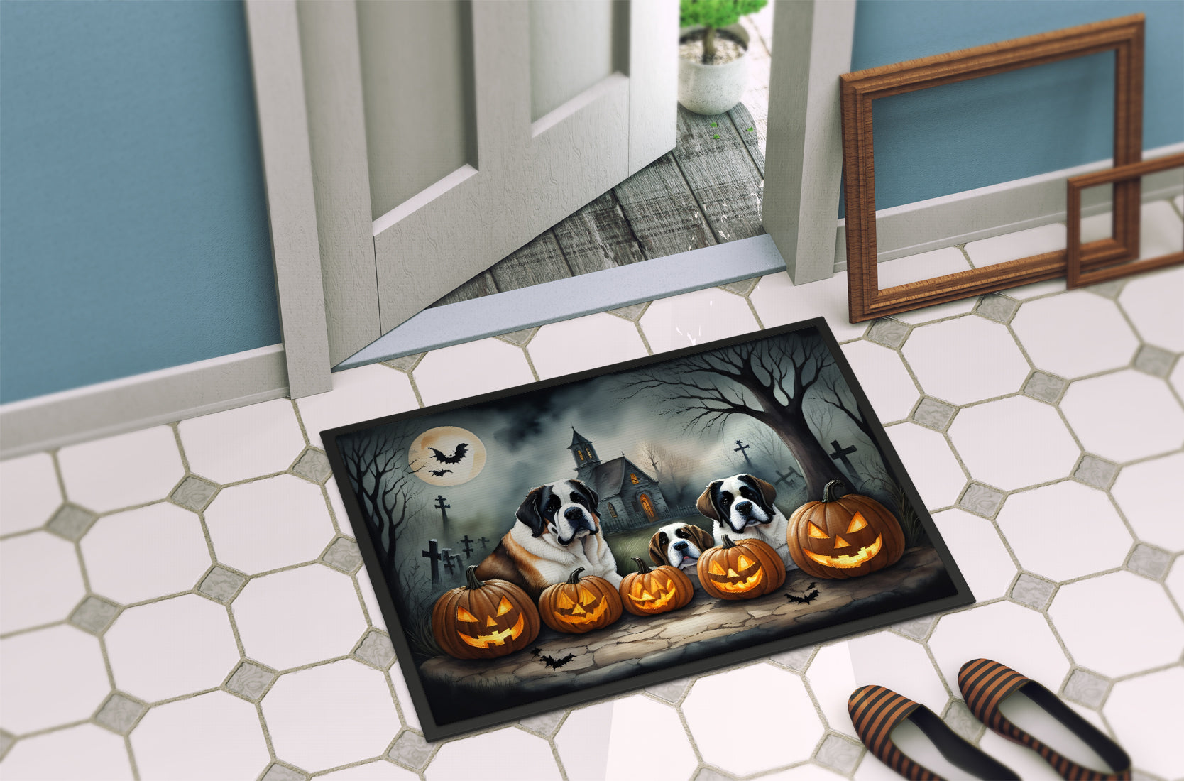 Saint Bernard Spooky Halloween Doormat - One Color / One Size - Home & Garden - Home Textile - Carpets & Rugs