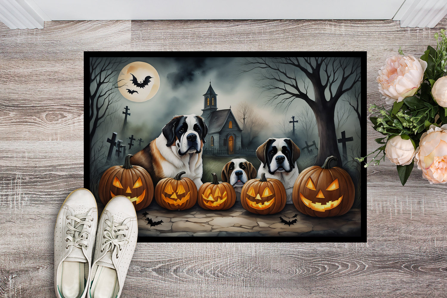 Saint Bernard Spooky Halloween Doormat - One Color / One Size - Home & Garden - Home Textile - Carpets & Rugs