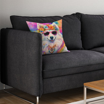 Samoyed Hippie Dawg Throw Pillow - One Color / One Size - Home & Garden - Home Textile - Pillows