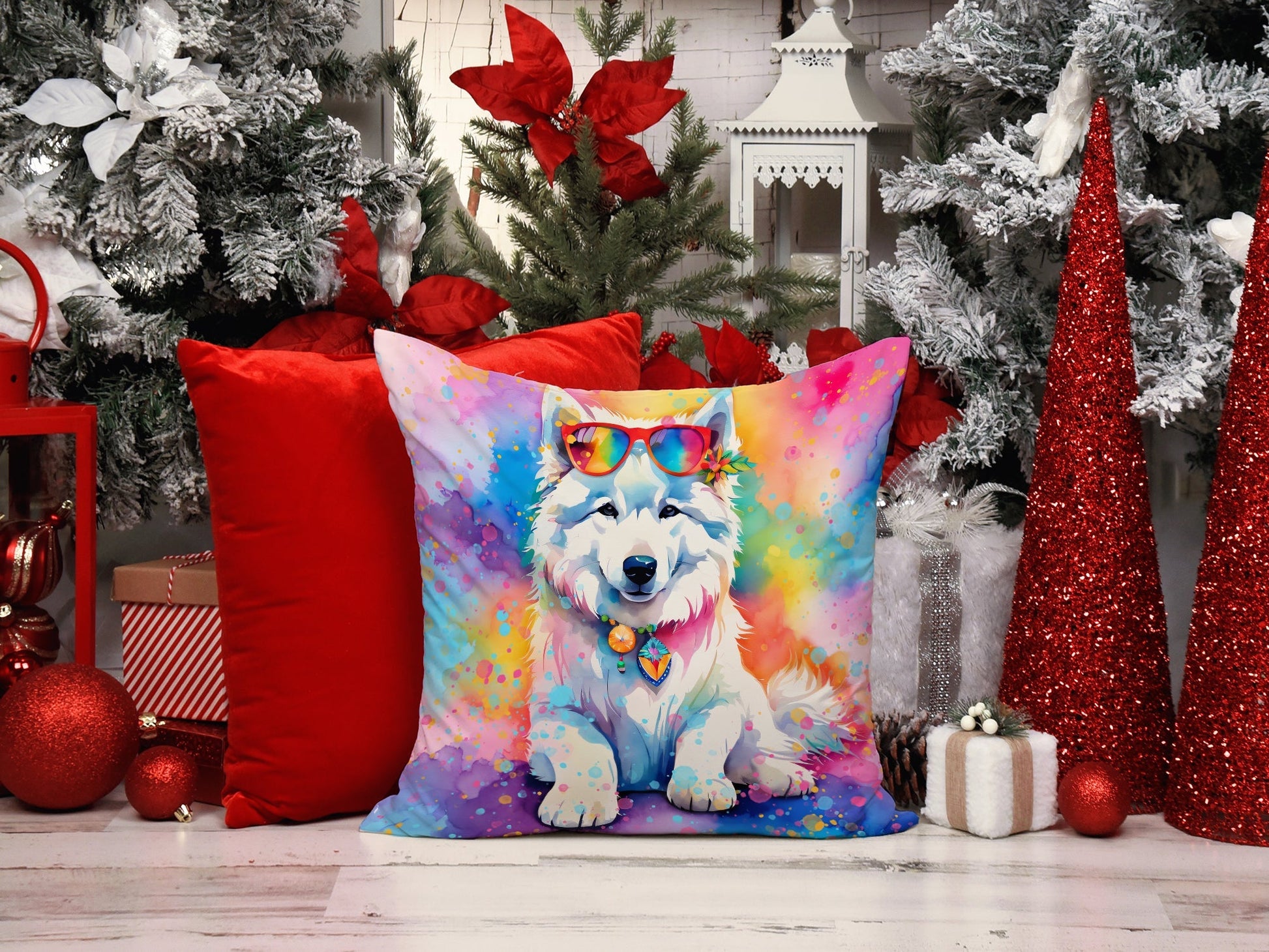 Samoyed Hippie Dawg Throw Pillow - One Color / One Size - Home & Garden - Home Textile - Pillows
