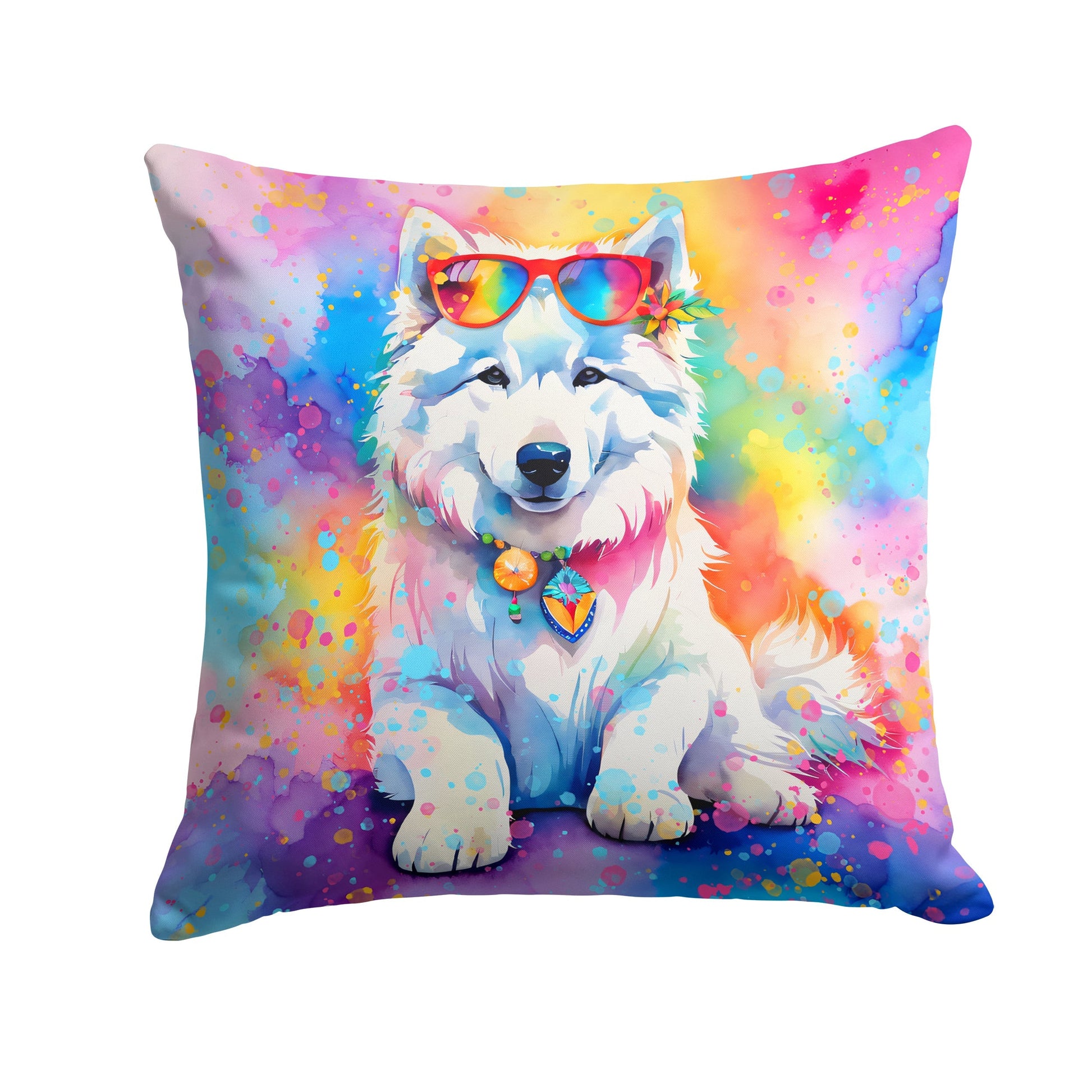 Samoyed Hippie Dawg Throw Pillow - One Color / One Size - Home & Garden - Home Textile - Pillows