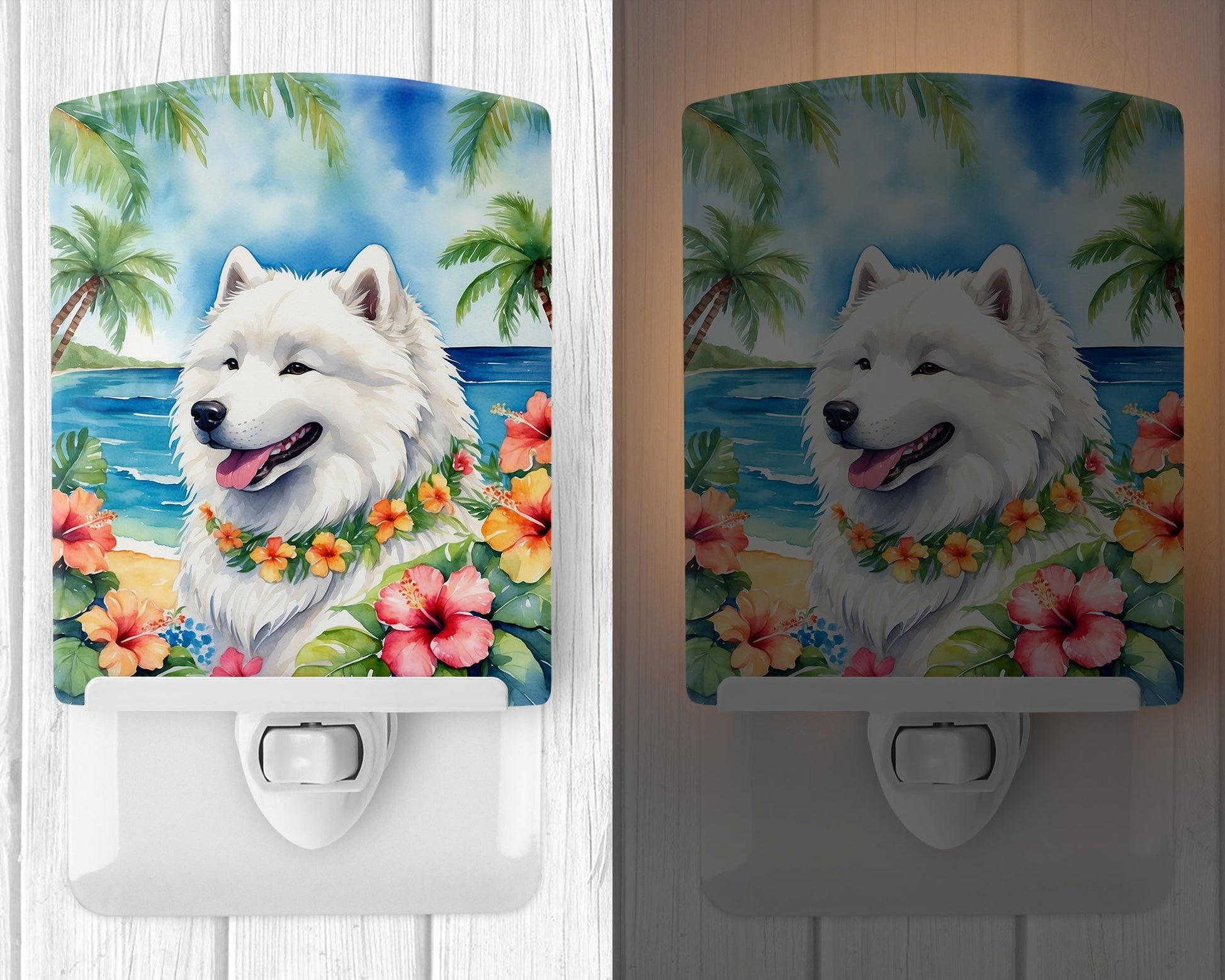 Samoyed Luau Ceramic Night Light - One Color / One Size - Home & Garden - Home Improvement - Lights & Lighting - Night