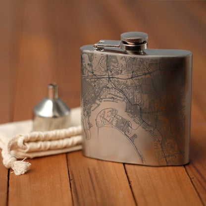 San Diego - California Map Hip Flask - Drinkware