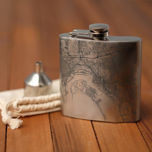 San Diego - California Map Hip Flask - Drinkware