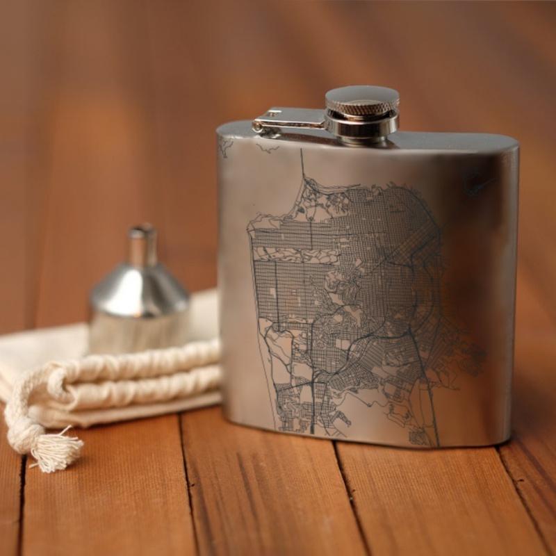 San Francisco - California Map Hip Flask - Drinkware