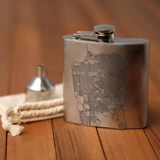 San Francisco - California Map Hip Flask - Drinkware