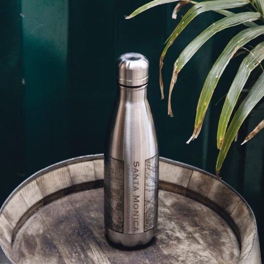 Santa Monica - California Map Insulated Bottle - Drinkware