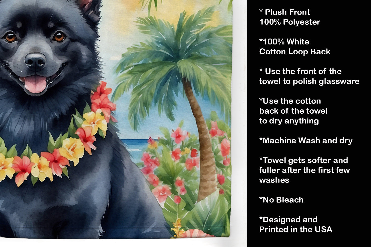Schipperke Luau Kitchen Towel - One Color / One Size - Home & Garden - Home Textile - Towels