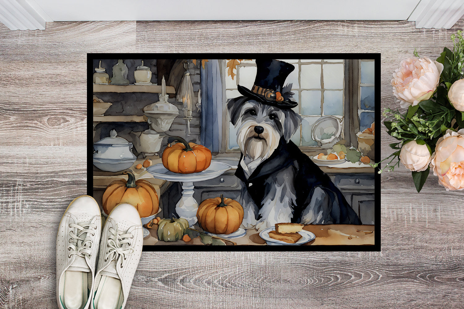 Schnauzer Fall Kitchen Pumpkins Doormat - One Color / One Size - Home & Garden - Home Textile - Carpets & Rugs