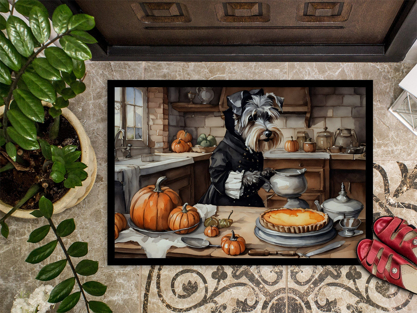 Schnauzer Fall Kitchen Pumpkins Doormat - One Color / One Size - Home & Garden - Home Textile - Carpets & Rugs