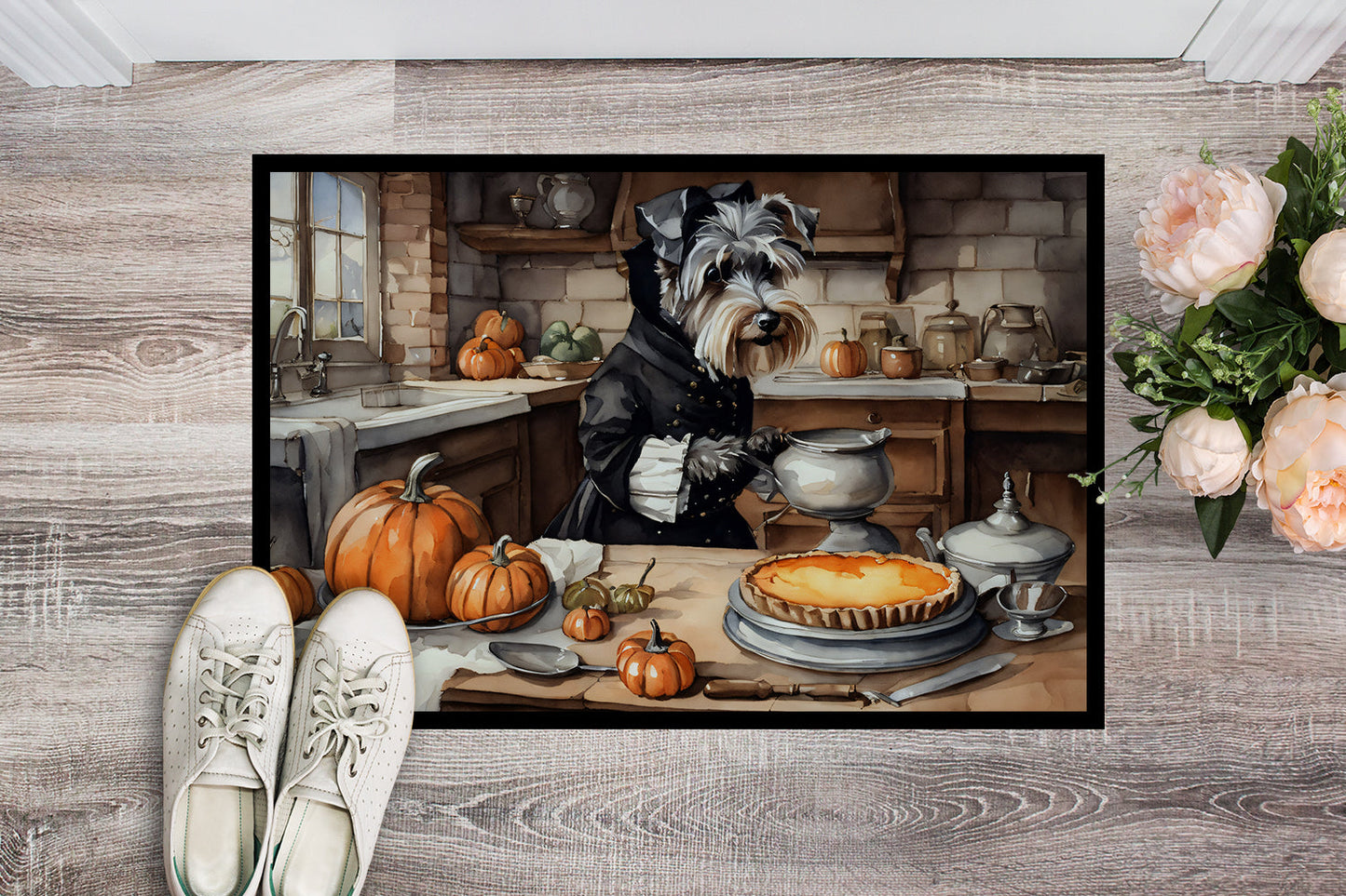 Schnauzer Fall Kitchen Pumpkins Doormat - One Color / One Size - Home & Garden - Home Textile - Carpets & Rugs