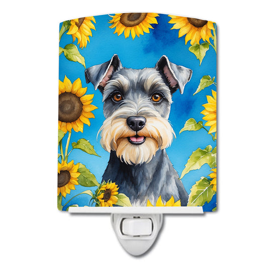 Schnauzer in Sunflowers Ceramic Night Light - One Color / One Size - Home & Garden - Home Improvement - Lights &