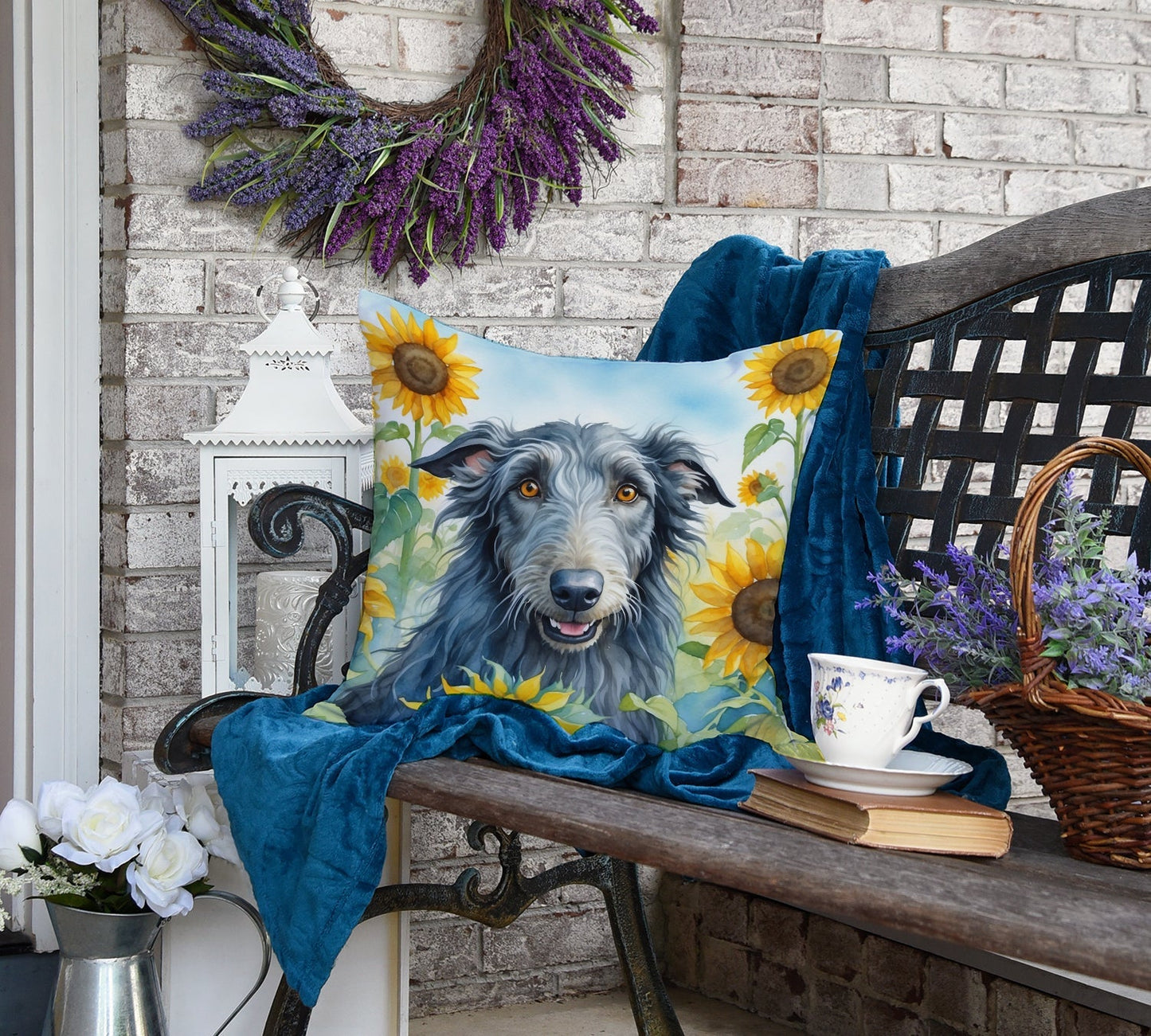 Scottish Deerhound in Sunflowers Throw Pillow - One Color / One Size - Home & Garden - Home Textile - Pillows