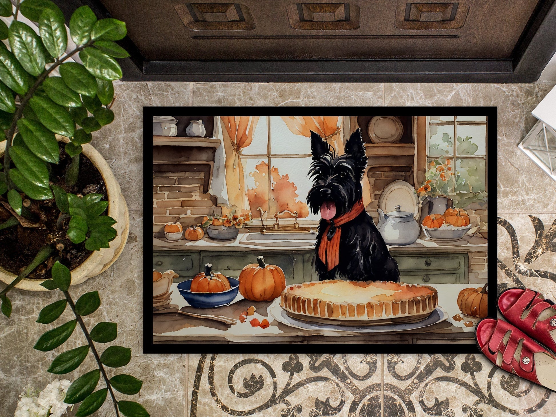 Scottish Terrier Fall Kitchen Pumpkins Doormat - One Color / One Size - Home & Garden - Home Textile - Carpets & Rugs