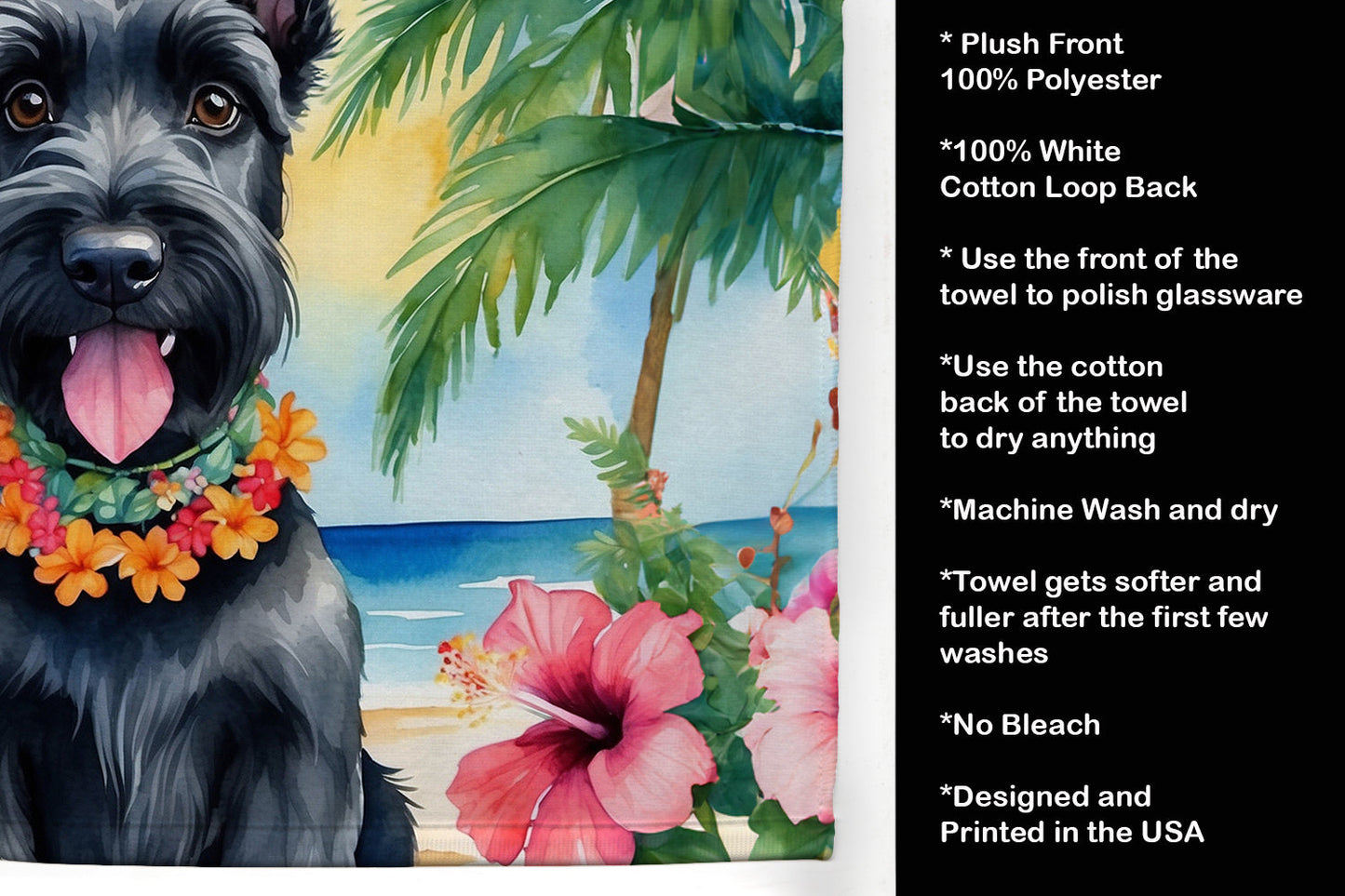 Scottish Terrier Luau Kitchen Towel - One Color / One Size - Home & Garden - Home Textile - Towels