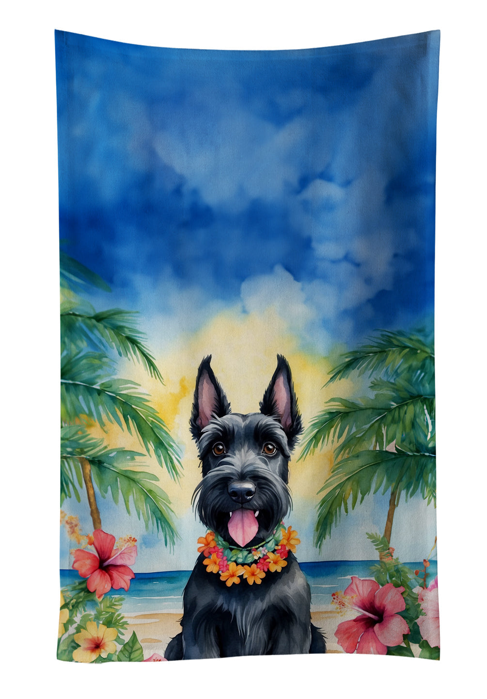 Scottish Terrier Luau Kitchen Towel - One Color / One Size - Home & Garden - Home Textile - Towels