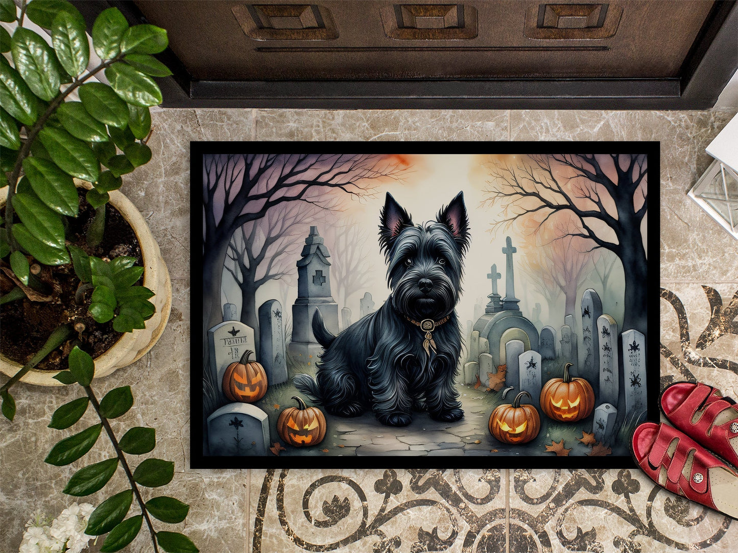 Scottish Terrier Spooky Halloween Doormat - One Color / One Size - Home & Garden - Home Textile - Carpets & Rugs
