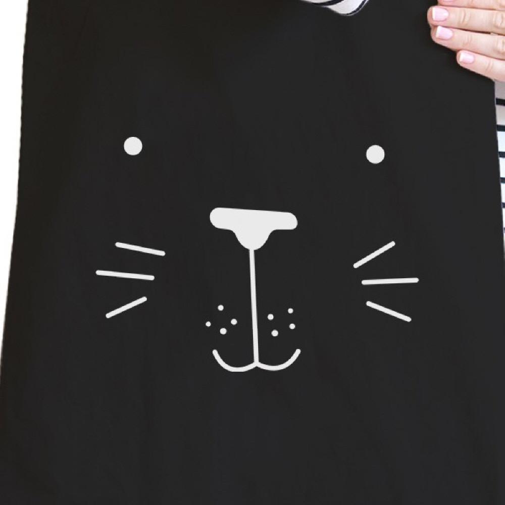 Seal Cute Face Black Canvas Tote Bag - One Color / One Size - Bags & Luggage - Women’s Bags