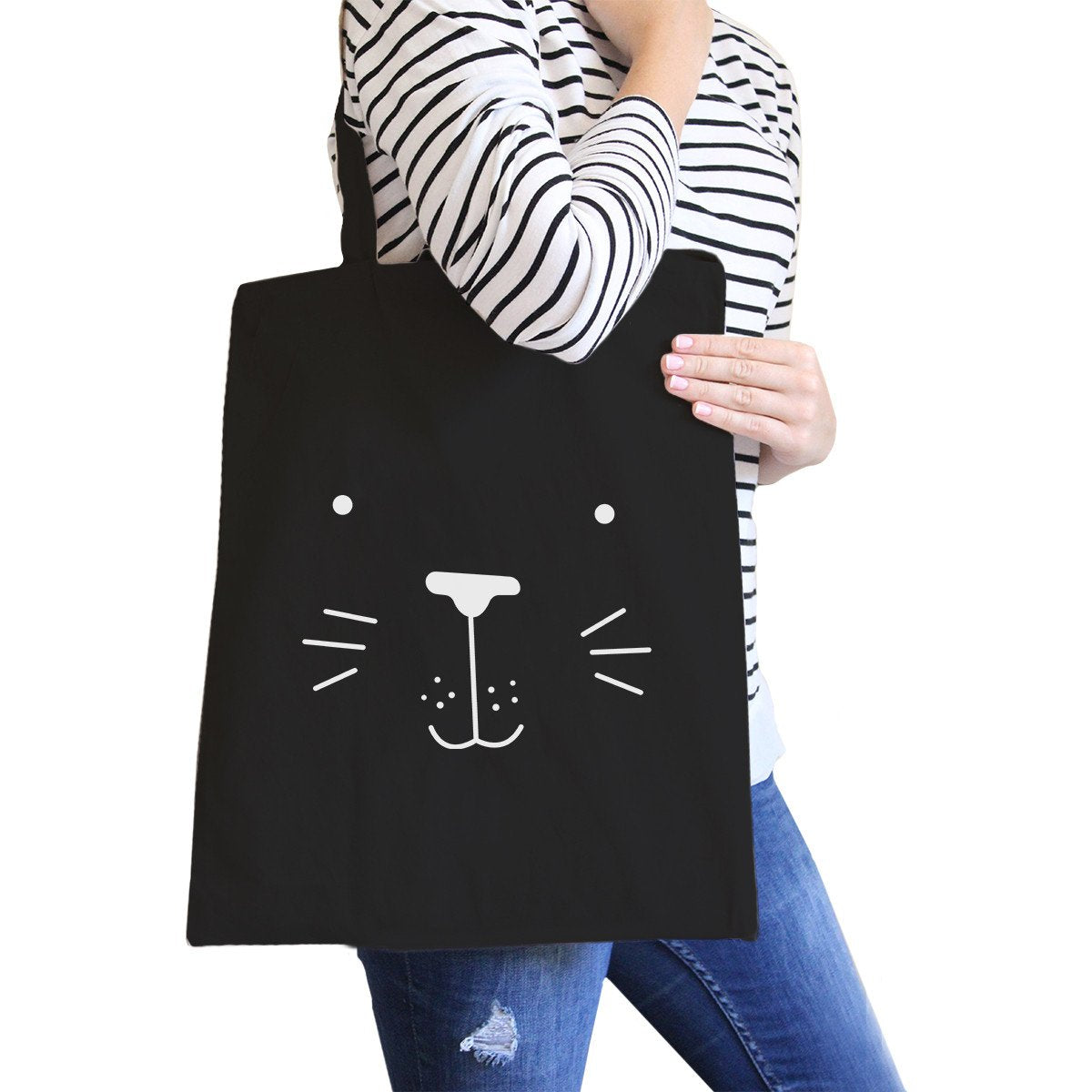 Seal Cute Face Black Canvas Tote Bag - One Color / One Size - Bags & Luggage - Women’s Bags