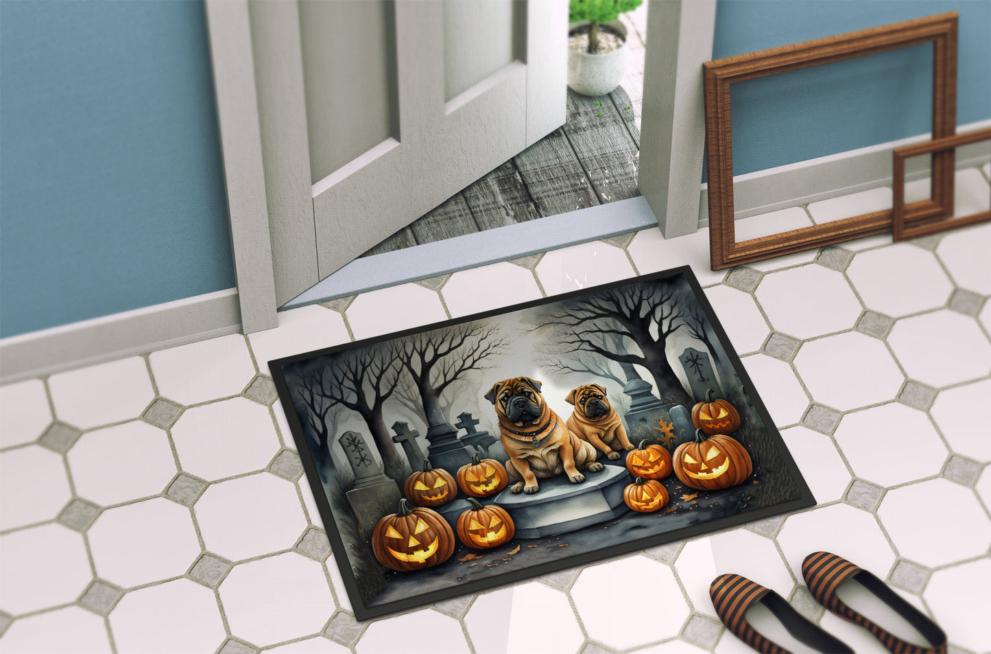 Shar Pei Spooky Halloween Doormat - One Color / One Size - Home & Garden - Home Textile - Carpets & Rugs