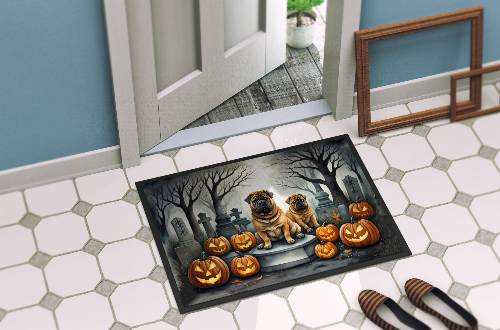 Shar Pei Spooky Halloween Doormat - One Color / One Size - Home & Garden - Home Textile - Carpets & Rugs