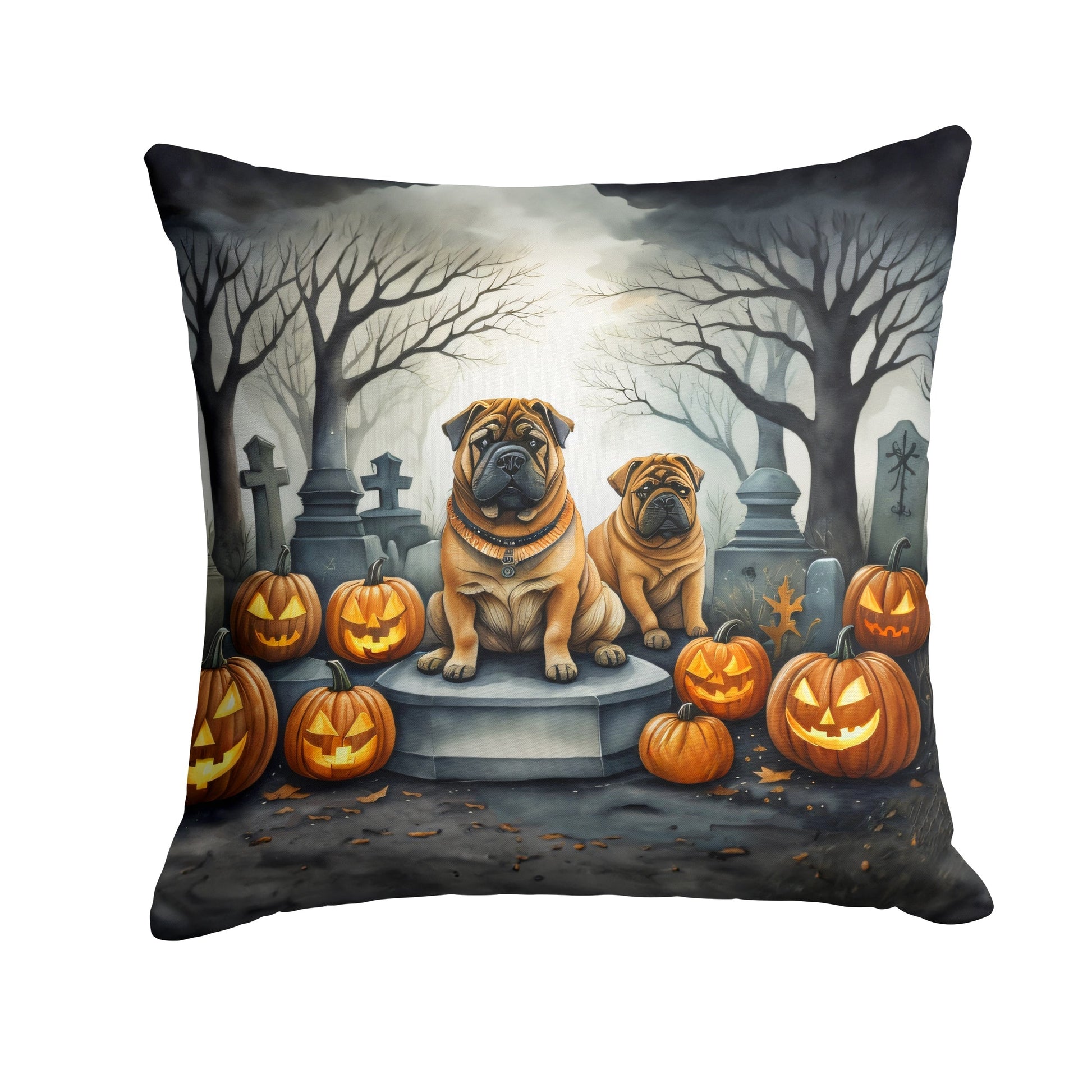 Shar Pei Spooky Halloween Throw Pillow - One Color / One Size - Home & Garden - Home Textile - Pillows