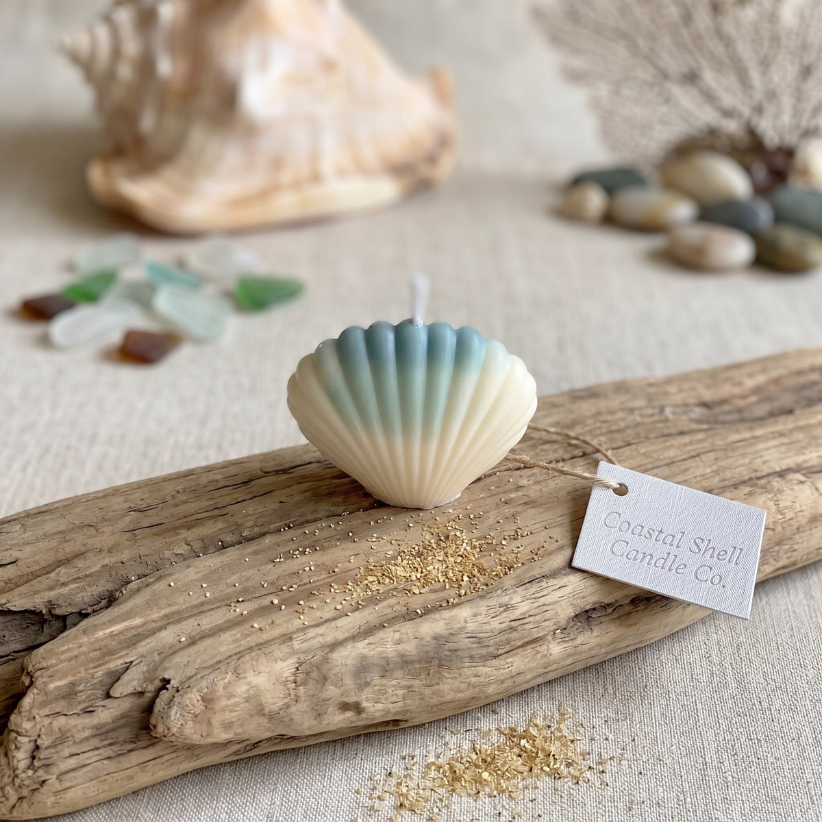 Shell Candle Handmade Coastal Decor - Home & Garden - Home Decor - Candles & Holders