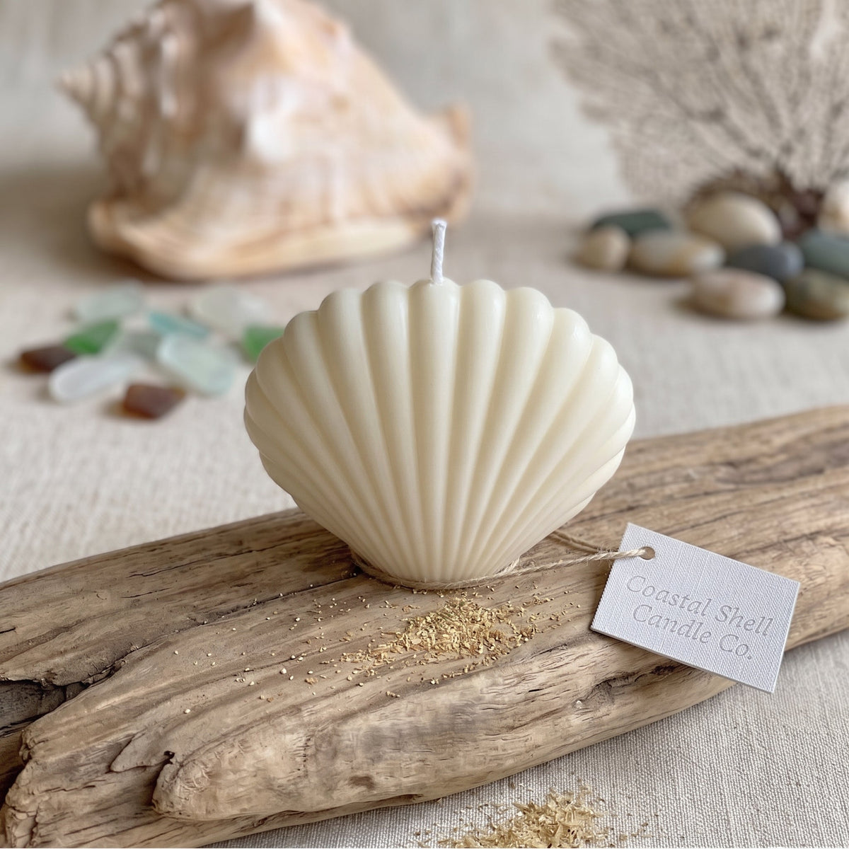 Shell Candle Handmade Coastal Decor - Home & Garden - Home Decor - Candles & Holders