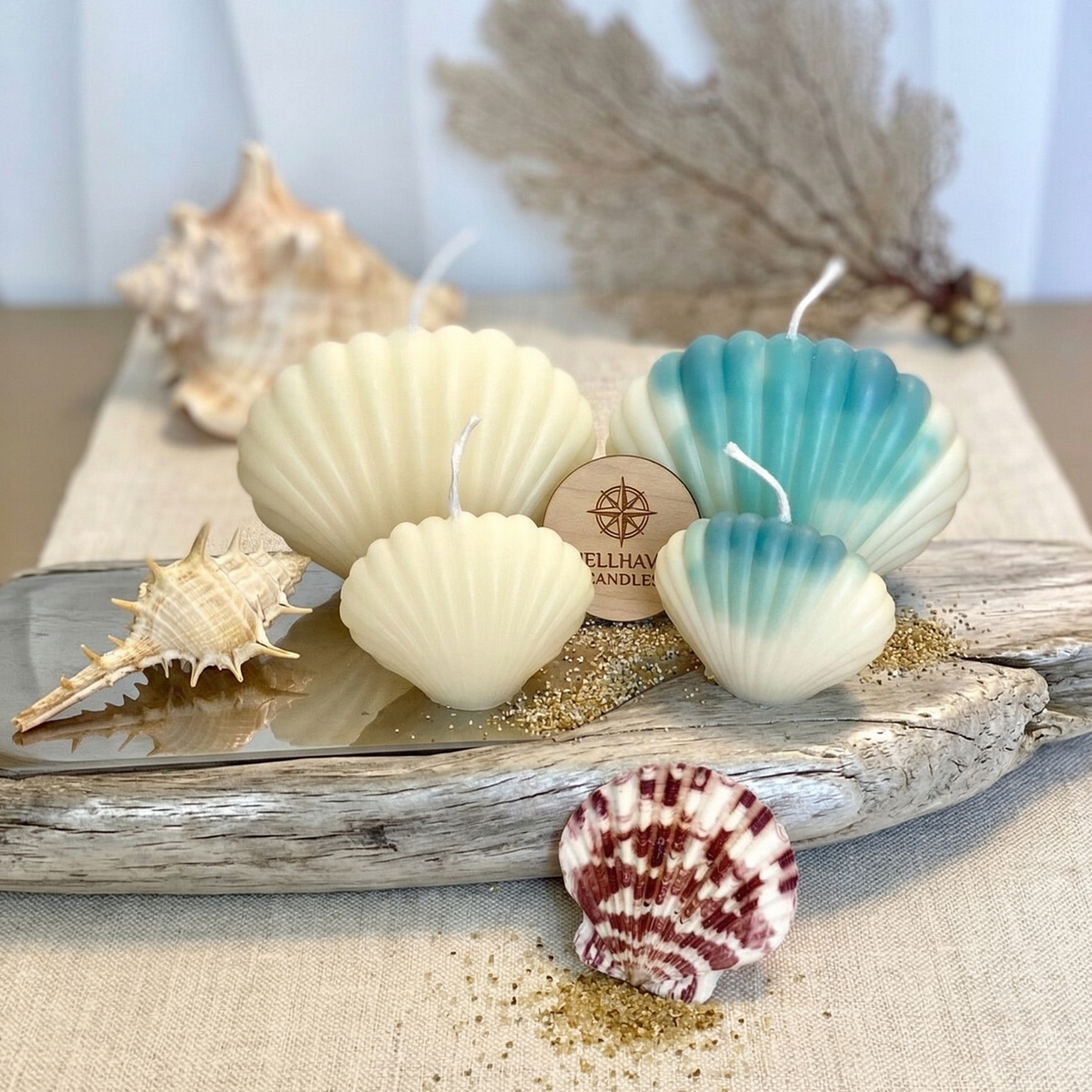 Shell Candle Handmade Coastal Decor - Home & Garden - Home Decor - Candles & Holders