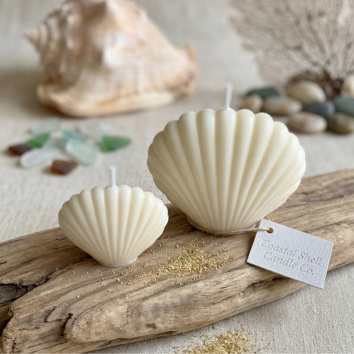 Shell Candle Handmade Coastal Decor - Home & Garden - Home Decor - Candles & Holders