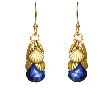 Shell Cluster Blue Sapphire Earrings - One Color / One Size - Jewelry & Accessories - Earrings