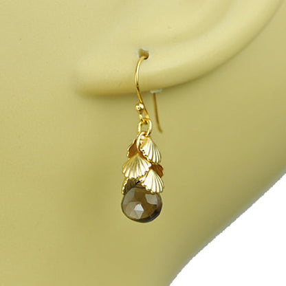 Shell Cluster Smoky Topaz Earrings - One Color / One Size - Jewelry & Accessories - Earrings
