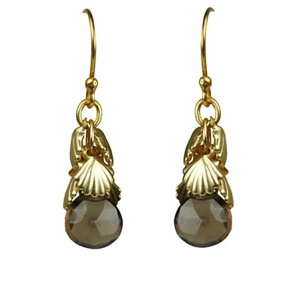 Shell Cluster Smoky Topaz Earrings - One Color / One Size - Jewelry & Accessories - Earrings