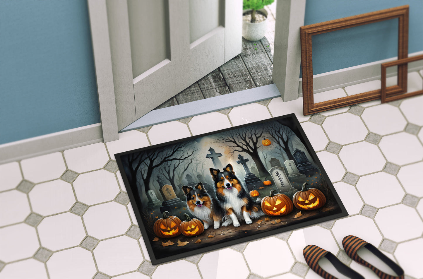 Sheltie Spooky Halloween Doormat - One Color / One Size - Home & Garden - Home Textile - Carpets & Rugs