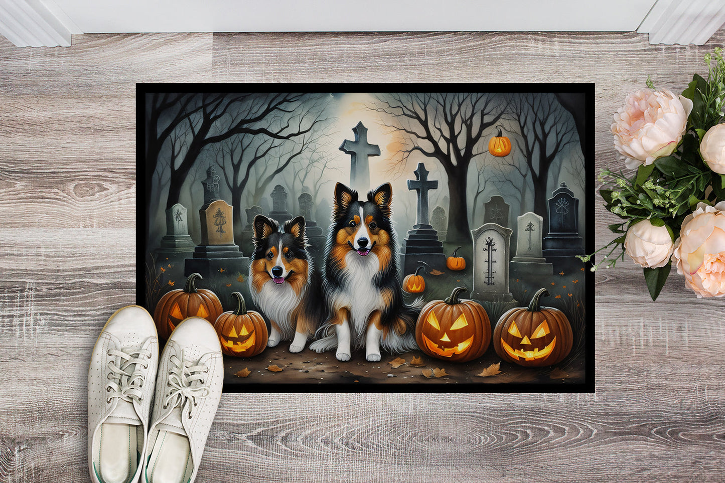 Sheltie Spooky Halloween Doormat - One Color / One Size - Home & Garden - Home Textile - Carpets & Rugs