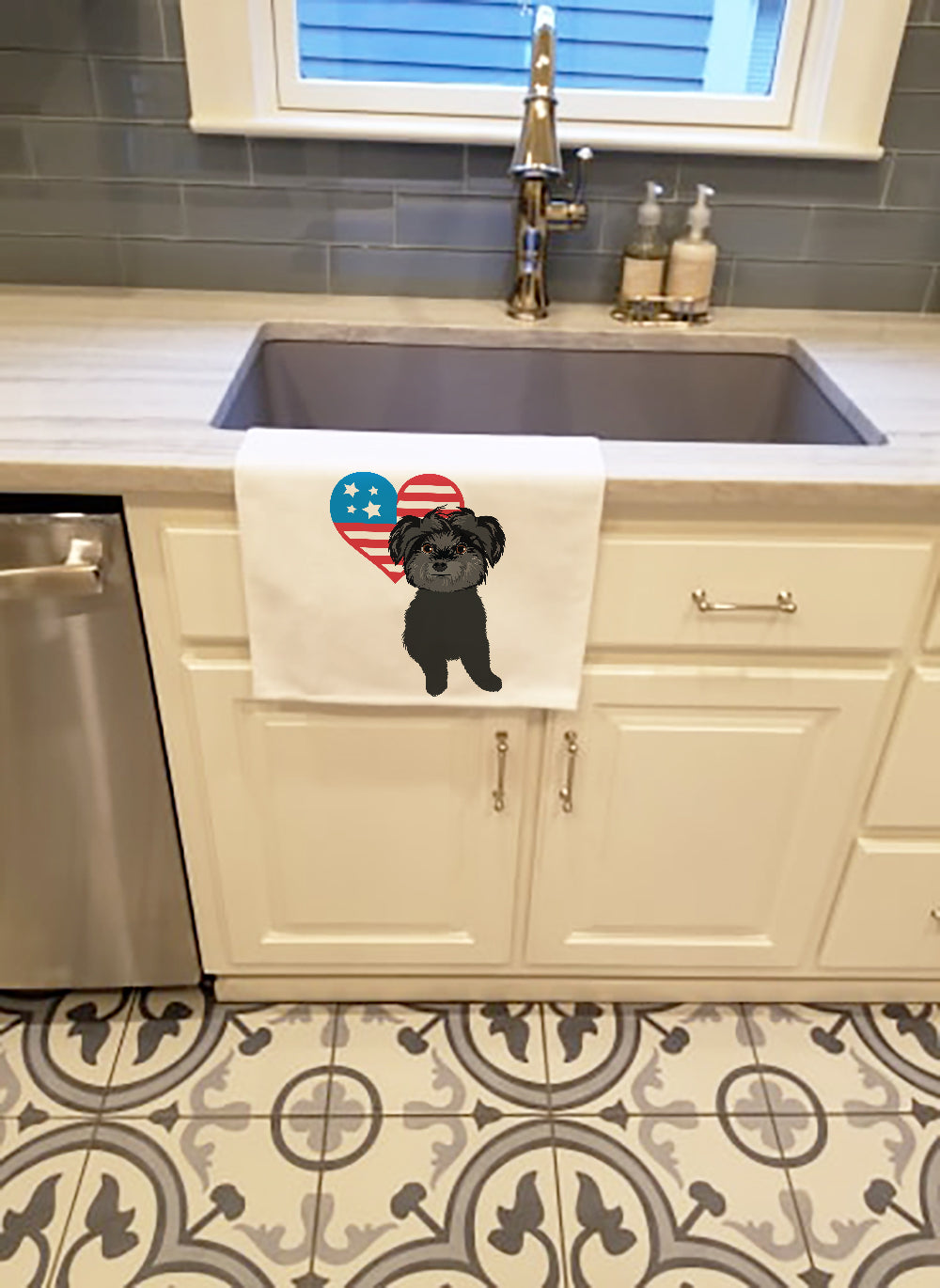 Shih-Tzu Black Patriotic Kitchen Towel Set of 2 - One Color / One Size - Home & Garden - Home Textile - Towels