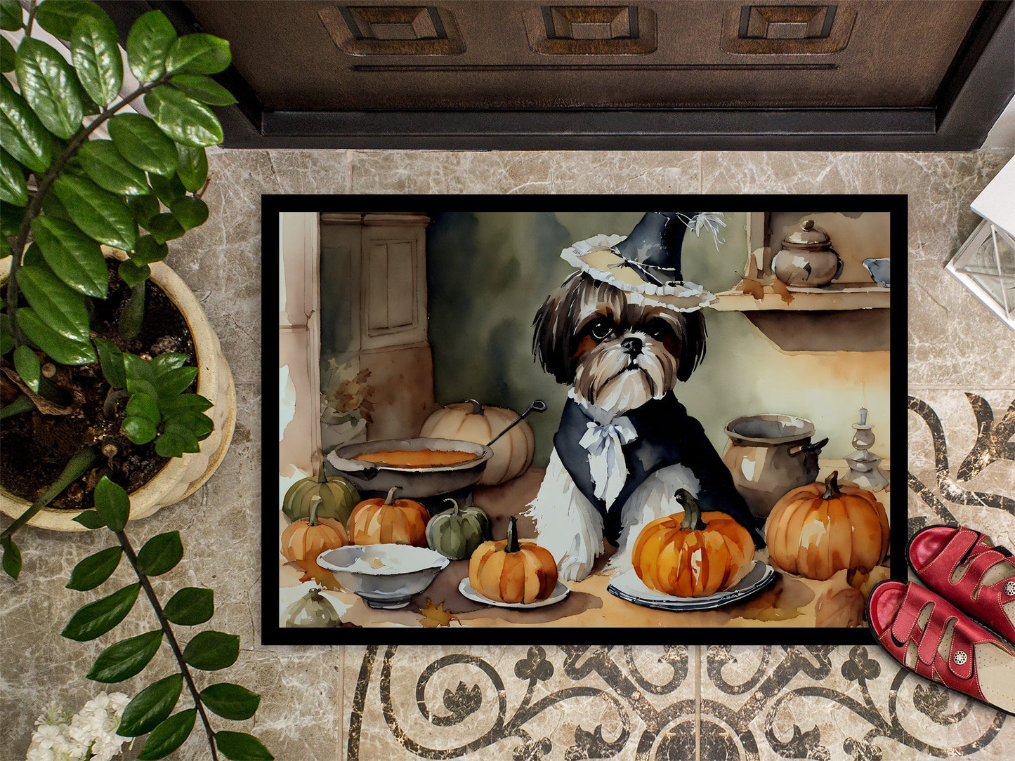 Shih Tzu Fall Kitchen Pumpkins Doormat - One Color / One Size - Home & Garden - Home Textile - Carpets & Rugs